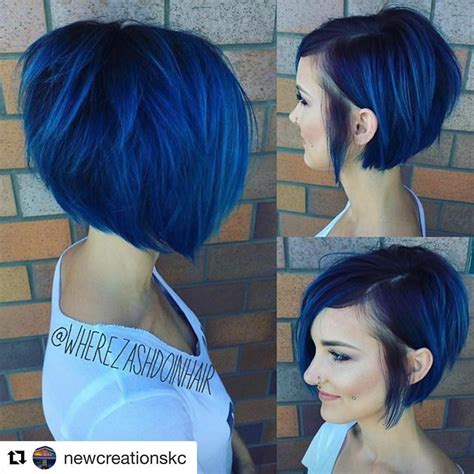 blue hair bob|More.